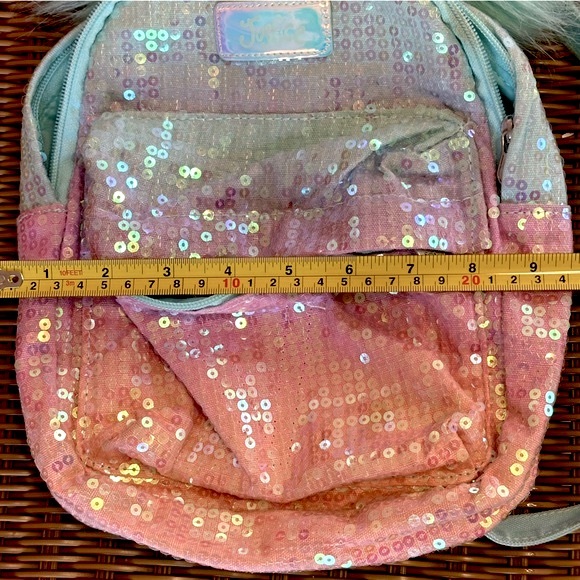 Justice Pom Pom sequin Ombre small / mini backpack bookbag - Picture 11 of 16
